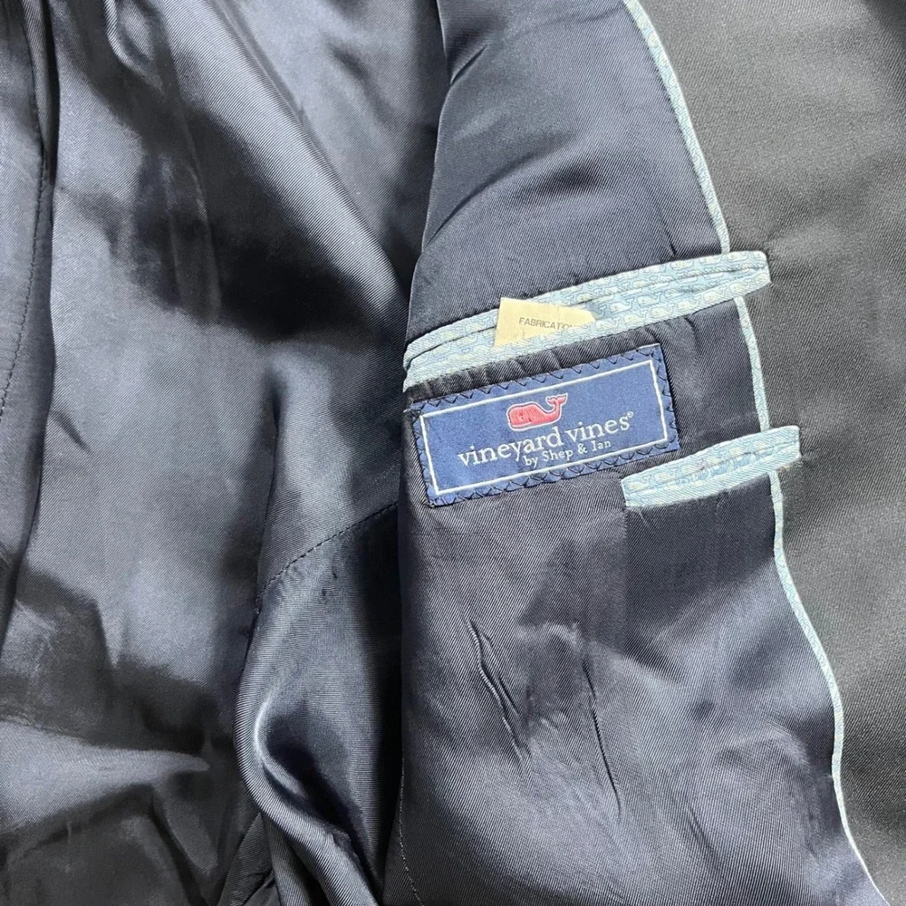 Vineyard Vines Mens 38R Navy Blue Wool Blazer Gold Crest Button Sport Coat Luxor